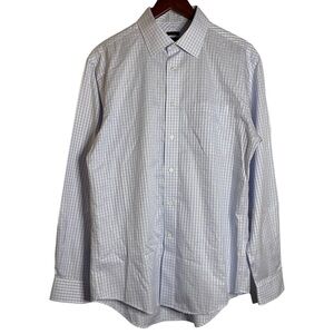 Jos. A. Bank Reserve Wrinkle Free Slim Fit White Blue Dress Shirt 16.5-35